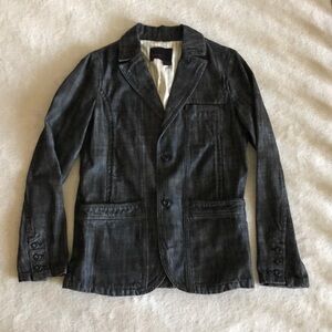 Vintage Zara Y2K denim 100% cotton blazer with leather details